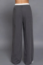 Contrast Waist Boxer Straight Long Pants | Mixtshop LLC