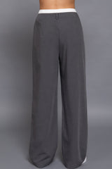 Contrast Waist Boxer Straight Long Pants | Mixtshop LLC
