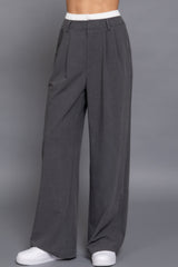Contrast Waist Boxer Straight Long Pants | Mixtshop LLC