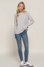 Long Slv Mock Neck Raised Seam Sweater | Mixtshop LLC