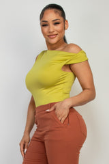 One-shoulder Twisted Detail Silky Top | Mixtshop LLC