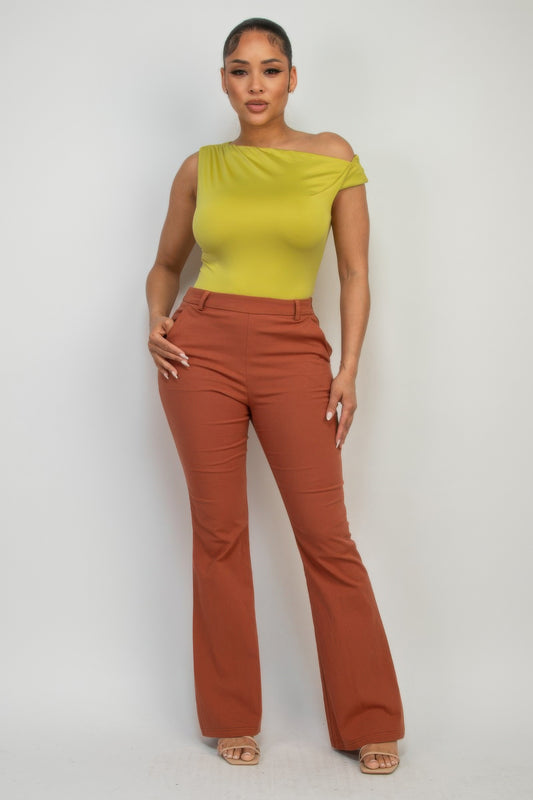 One-shoulder Twisted Detail Silky Top | Mixtshop LLC