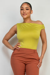 One-shoulder Twisted Detail Silky Top | Mixtshop LLC