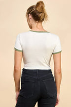 Contrast Reverse Stitch Ringer Top | Mixtshop LLC