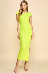 Crew Neck Cap Sleeve Rib W/ Lining Maxi Dress | Mixtshop LLC