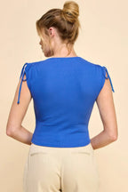 Ruching Shoulder Ribbed Top | Mixtshop LLC