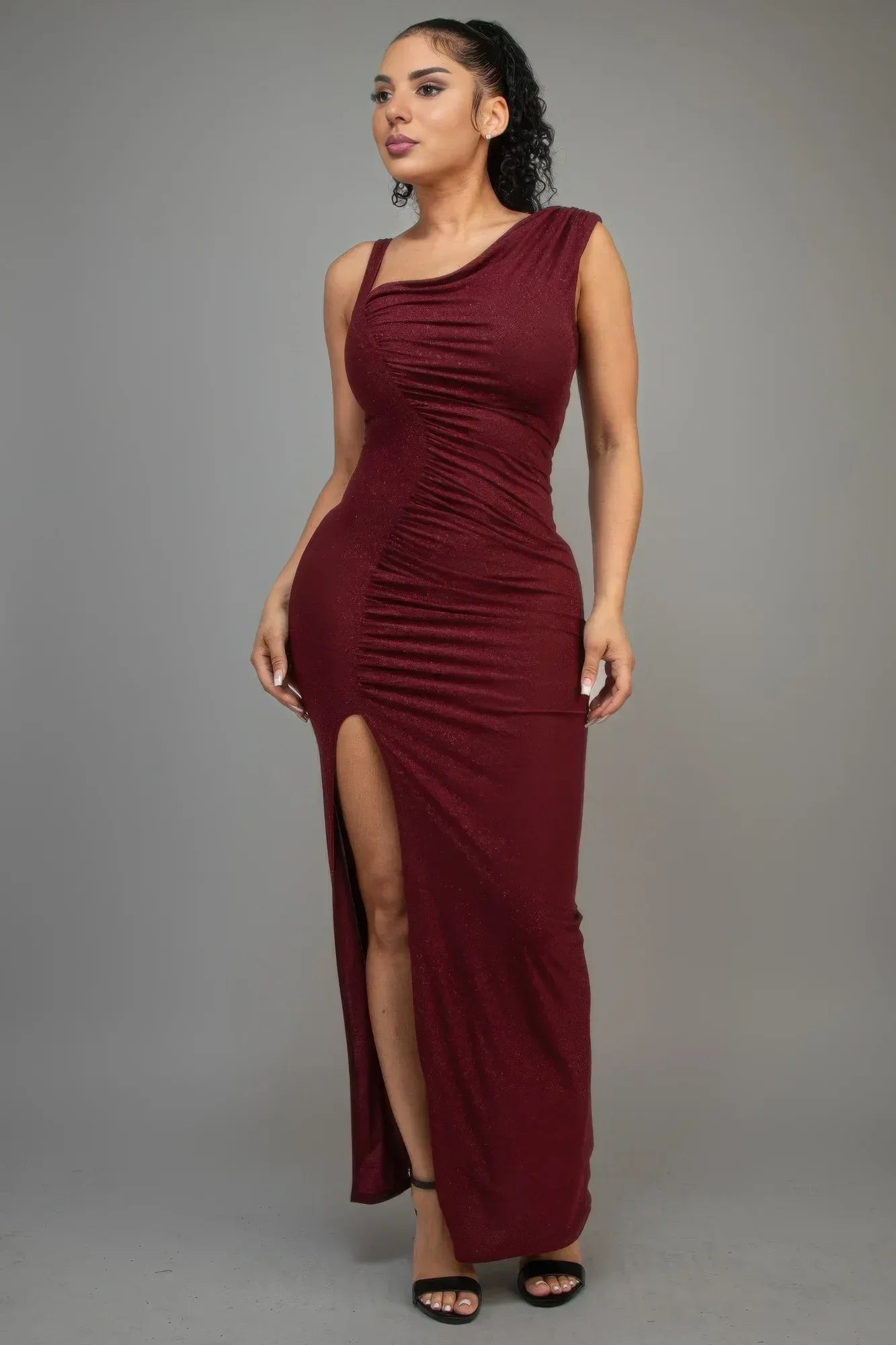 Glitter Slitted Dress | Mixtshop LLC Main image