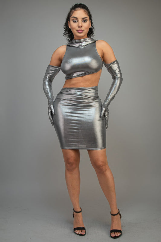 Short Dress With Gloves & Hoodie | Mixtshop LLC