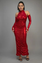 Metallic Ruched Dress With Sleeves | Mixtshop LLC