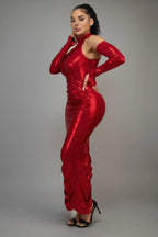 Metallic Ruched Dress With Sleeves | Mixtshop LLC