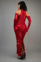 Metallic Ruched Dress With Sleeves | Mixtshop LLC