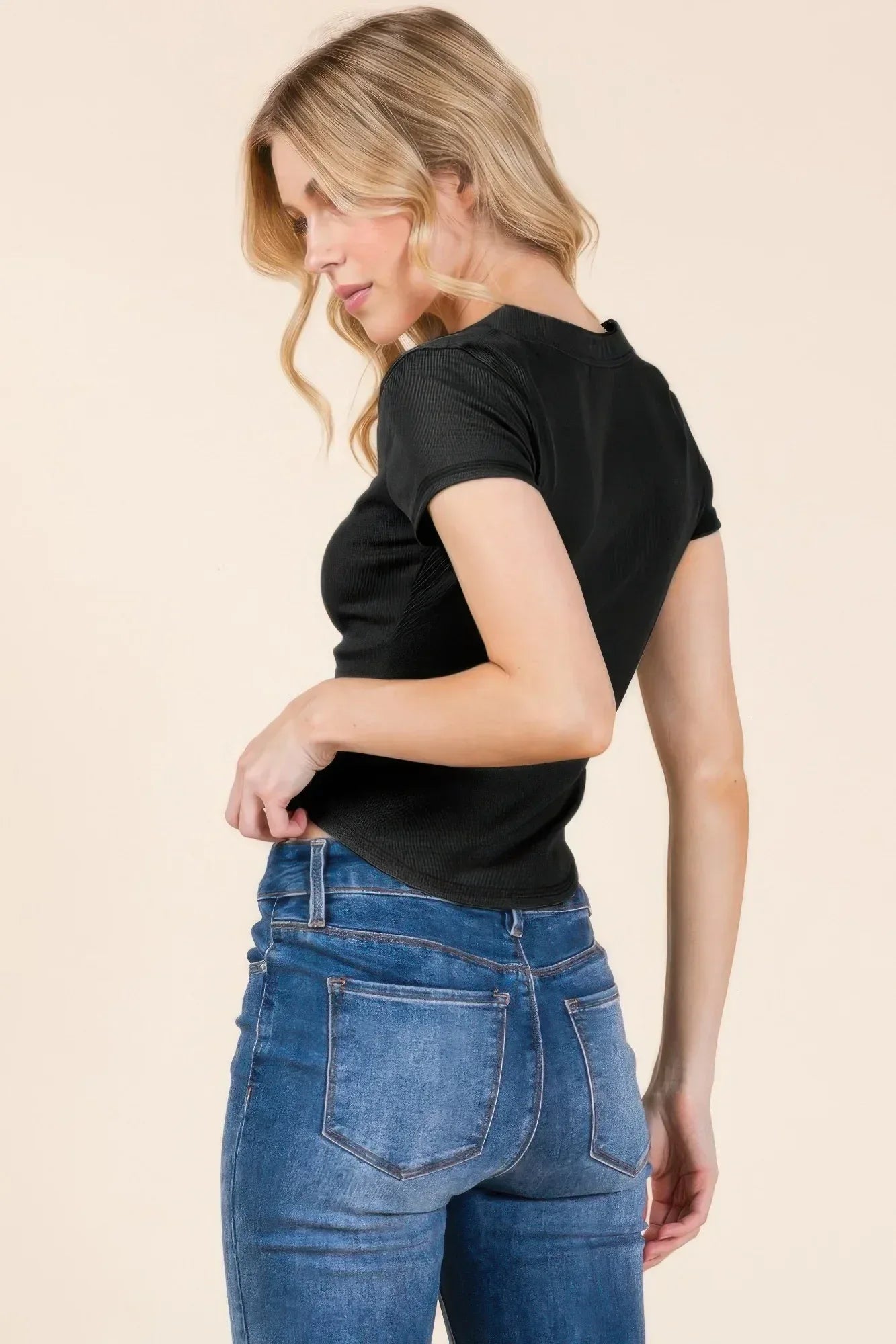 Insert Lace Snap Detail Top W/ Reverse Stitch | Mixtshop LLC