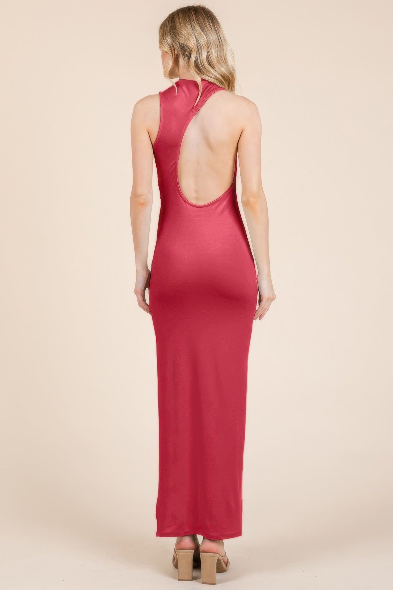 Back Cut Out Side Shirring Side Slit Maxi Dress | Mixtshop LLC