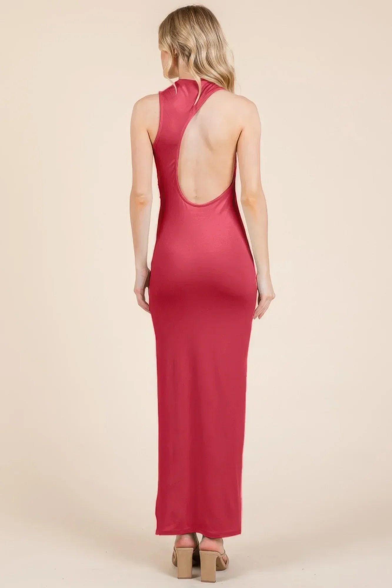 Back Cut Out Side Shirring Side Slit Maxi Dress | Mixtshop LLC