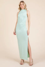 Back Cut Out Side Shirring Side Slit Maxi Dress | Mixtshop LLC