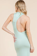 Back Cut Out Side Shirring Side Slit Maxi Dress | Mixtshop LLC