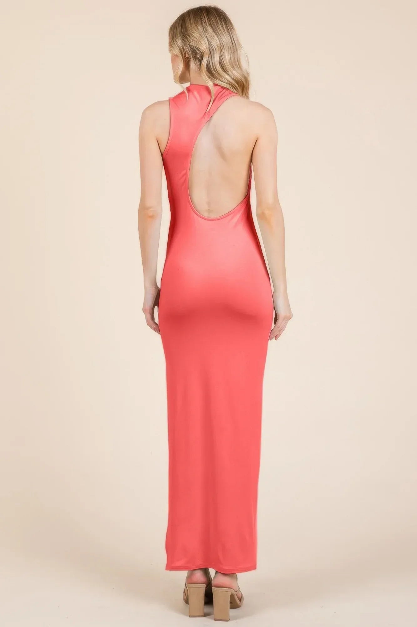 Back Cut Out Side Shirring Side Slit Maxi Dress | Mixtshop LLC