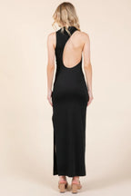 Back Cut Out Side Shirring Side Slit Maxi Dress | Mixtshop LLC