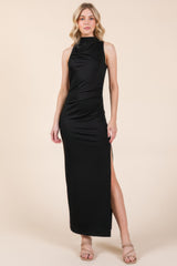 Back Cut Out Side Shirring Side Slit Maxi Dress | Mixtshop LLC