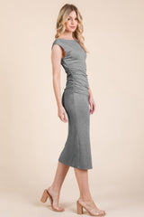 Cap Sleeve Boatneck Open Back Midi Dress | Mixtshop LLC