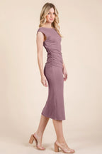 Cap Sleeve Boatneck Open Back Midi Dress | Mixtshop LLC