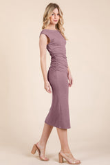 Cap Sleeve Boatneck Open Back Midi Dress | Mixtshop LLC