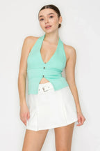 Halter Neck Buckled Open-back Top | Mixtshop LLC