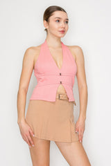 Halter Neck Buckled Open-back Top | Mixtshop LLC