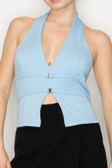 Halter Neck Buckled Open-back Top | Mixtshop LLC