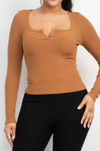Solid V-collared Neck Top | Mixtshop LLC