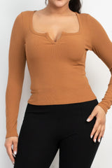 Solid V-collared Neck Top | Mixtshop LLC