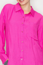 Button Down Collared Linen Shirt | Mixtshop LLC