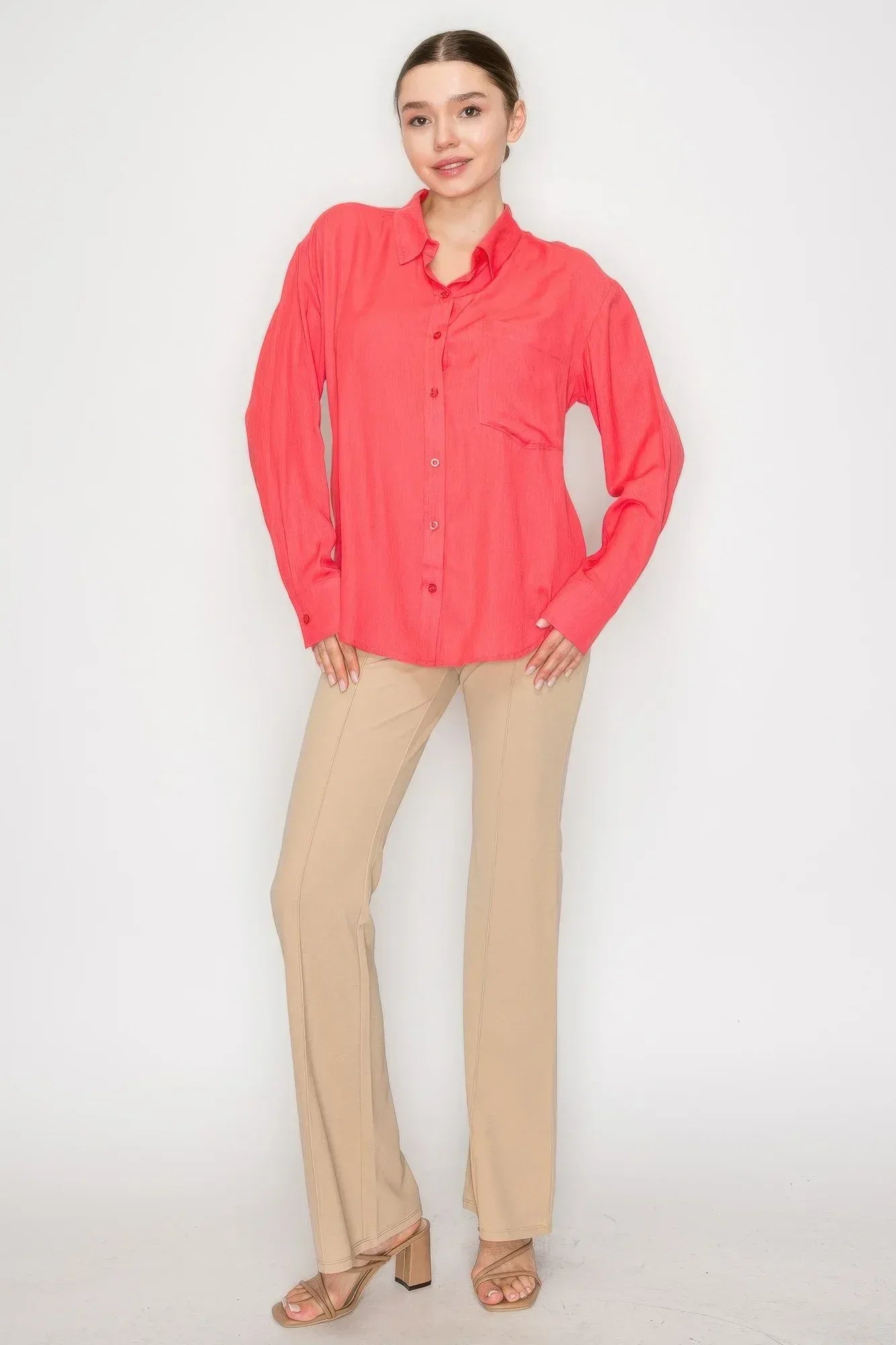 Button Down Collared Linen Shirt | Mixtshop LLC