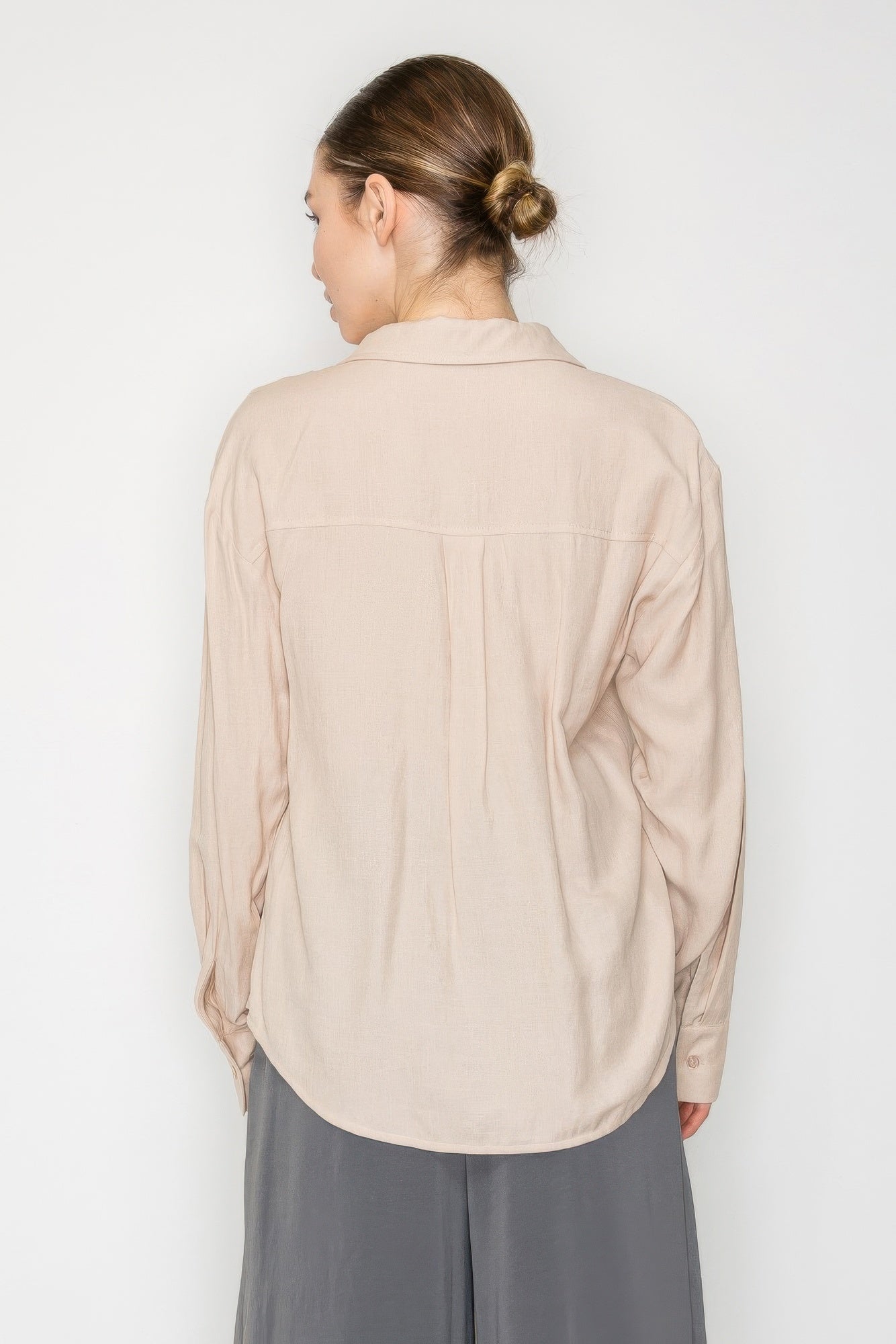 Button Down Collared Linen Shirt | Mixtshop LLC