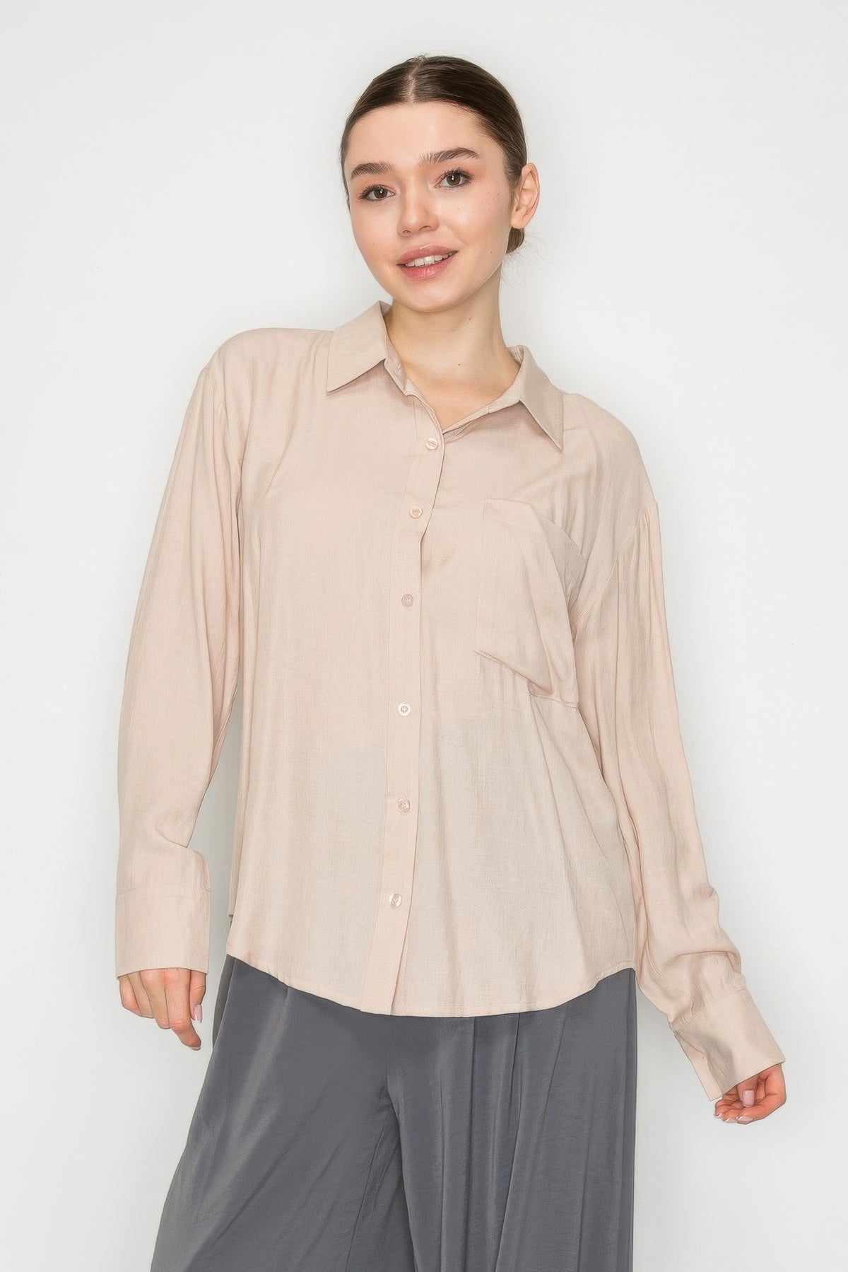 Button Down Collared Linen Shirt | Mixtshop LLC