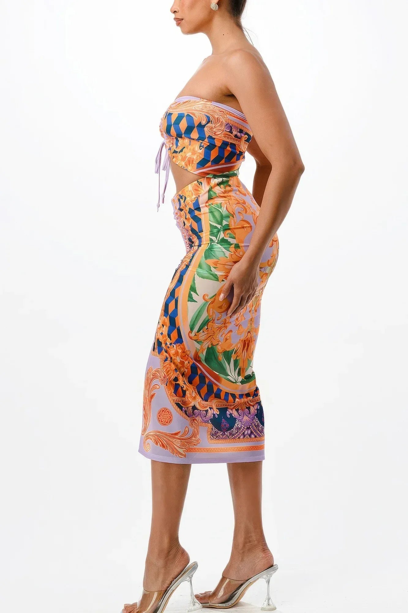 Adjustable Ruching Midi Skirt Set | Mixtshop LLC