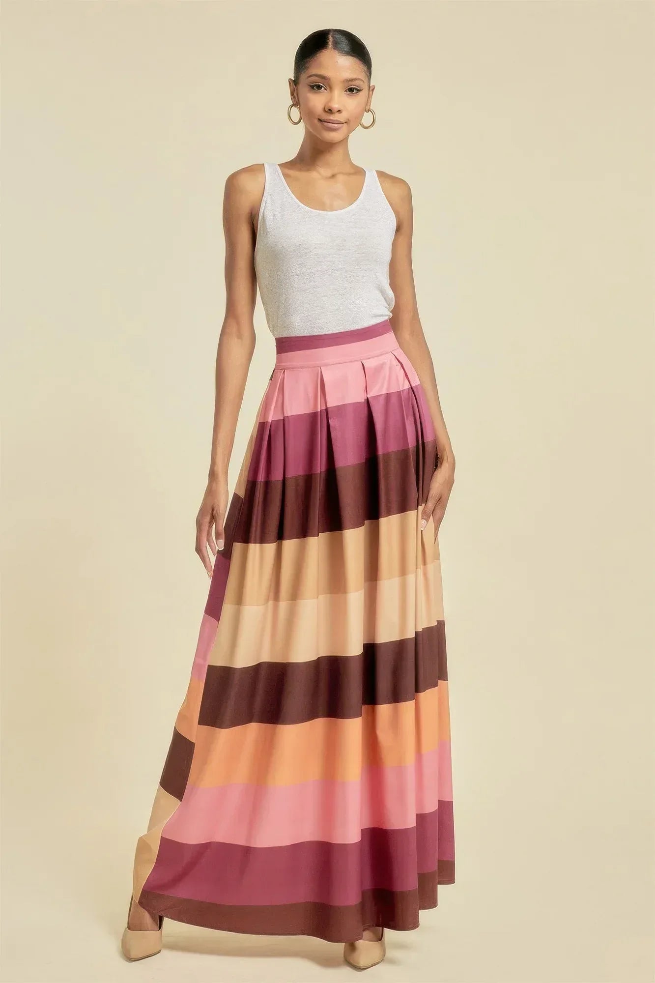 Color Block Maxi Skirt With Pockets | Mixtshop LLC