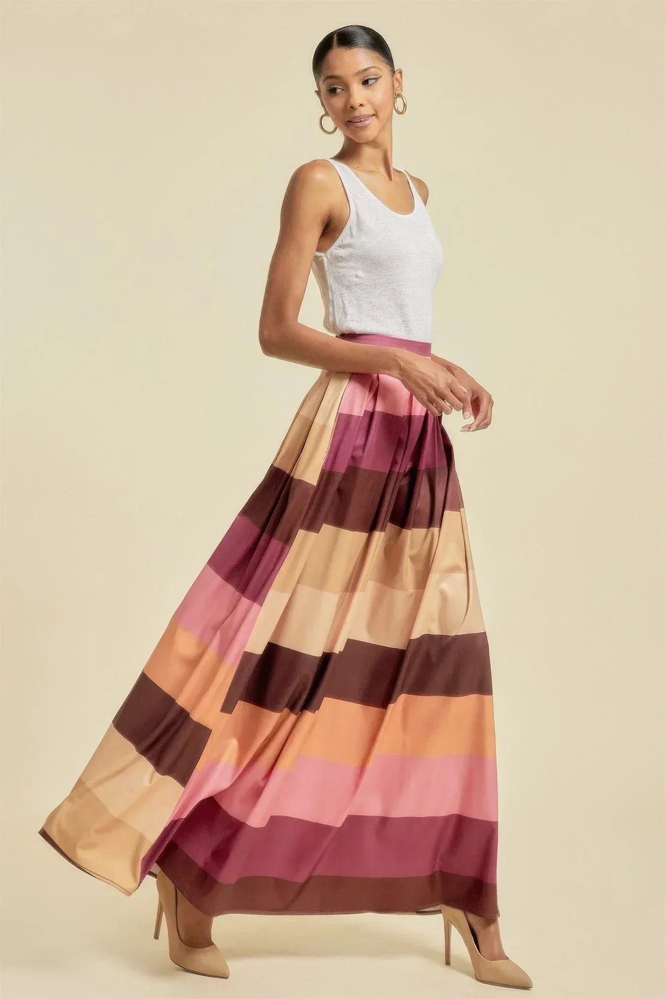 Color Block Maxi Skirt With Pockets | Mixtshop LLC