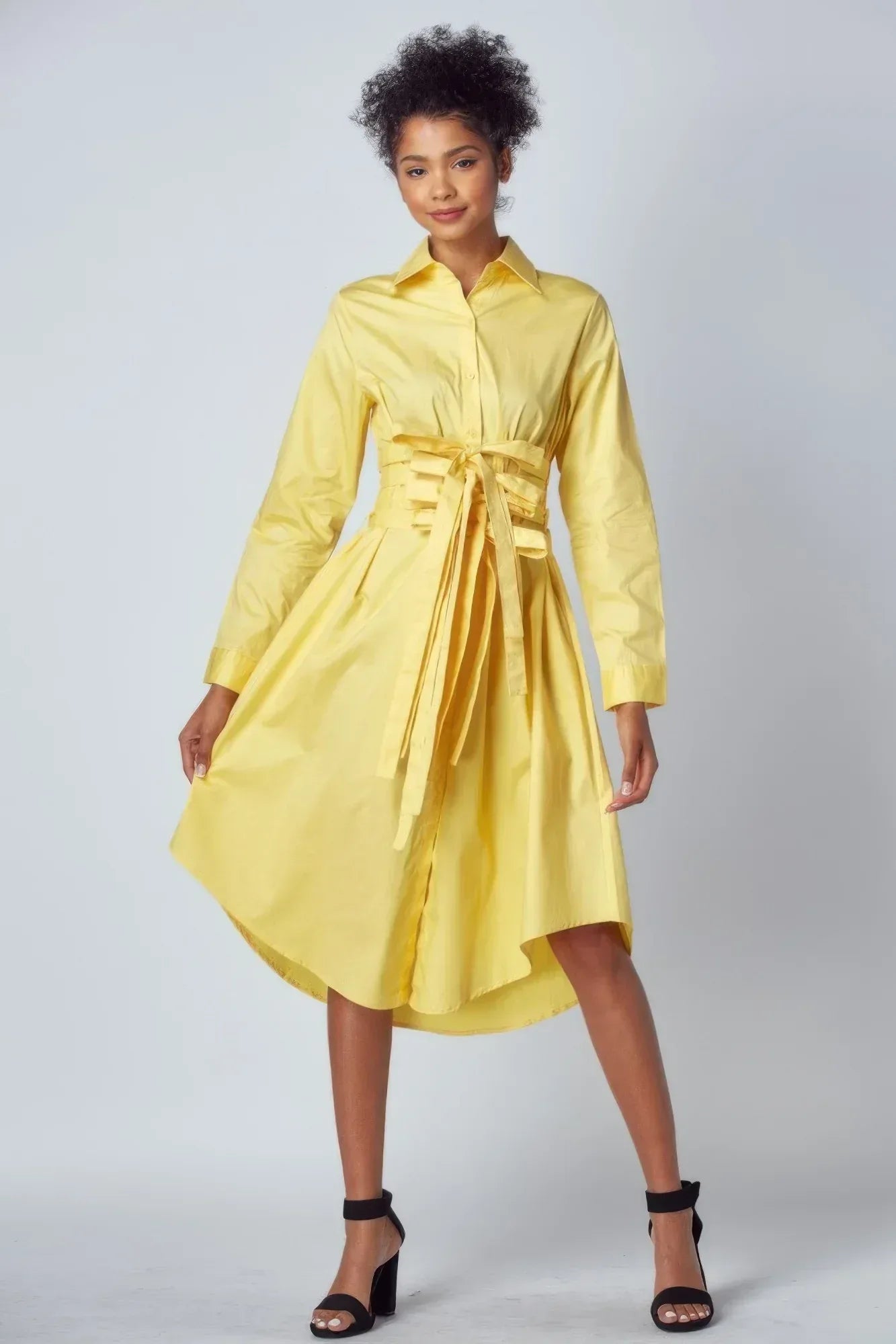 Shirt Dress With Tie Up Belt Detail | Mixtshop LLC Main image
