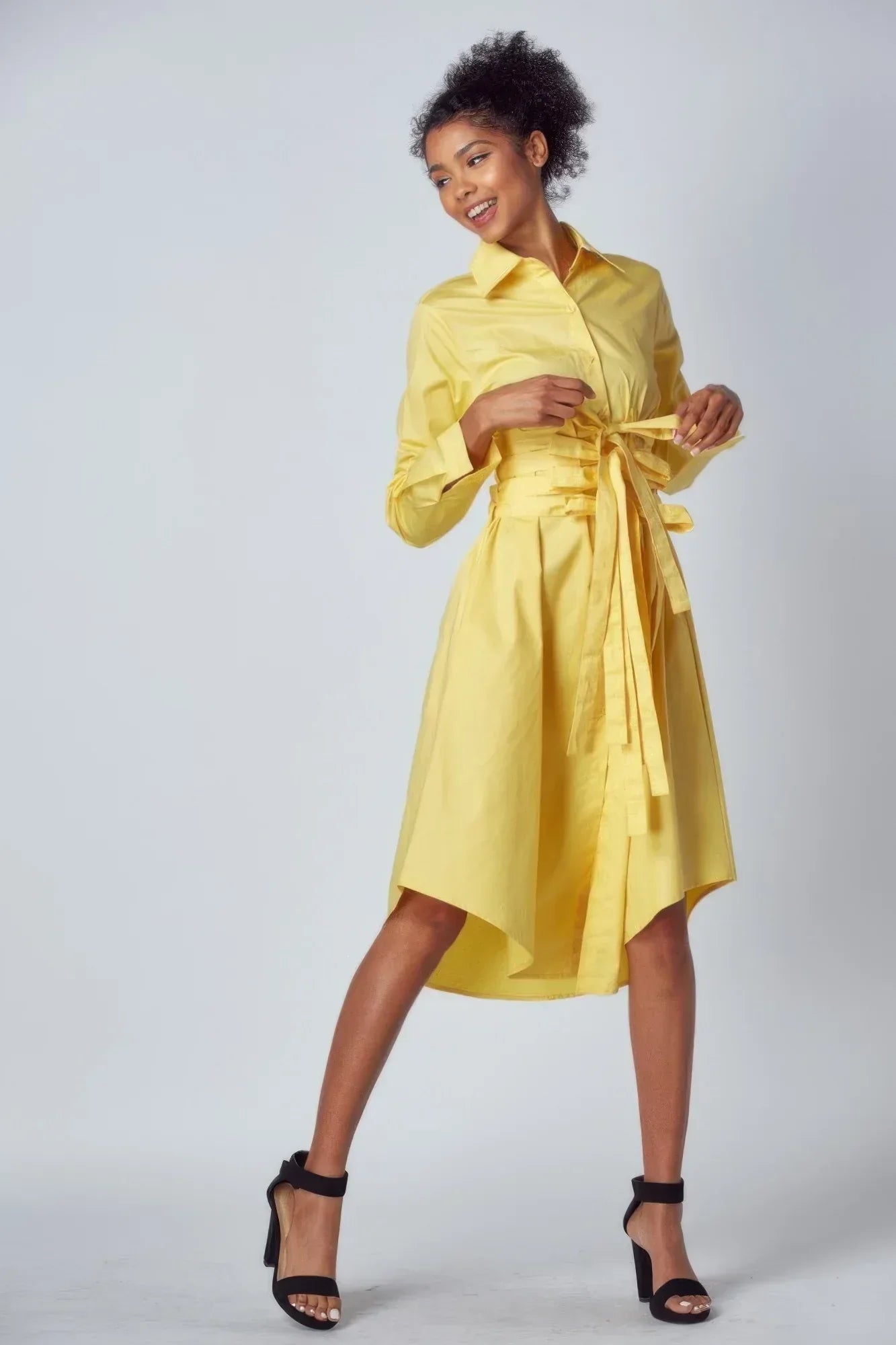 Shirt Dress With Tie Up Belt Detail | Mixtshop LLC