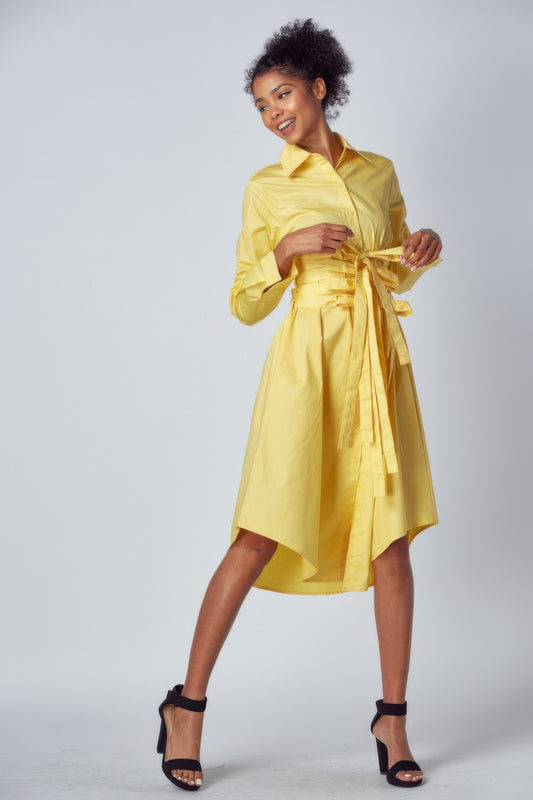 Shirt Dress With Tie Up Belt Detail | Mixtshop LLC