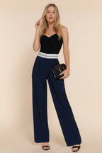 Contrast Waistband Straight Long Pants | Mixtshop LLC