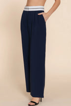 Contrast Waistband Straight Long Pants | Mixtshop LLC