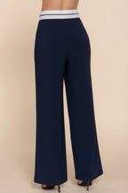 Contrast Waistband Straight Long Pants | Mixtshop LLC