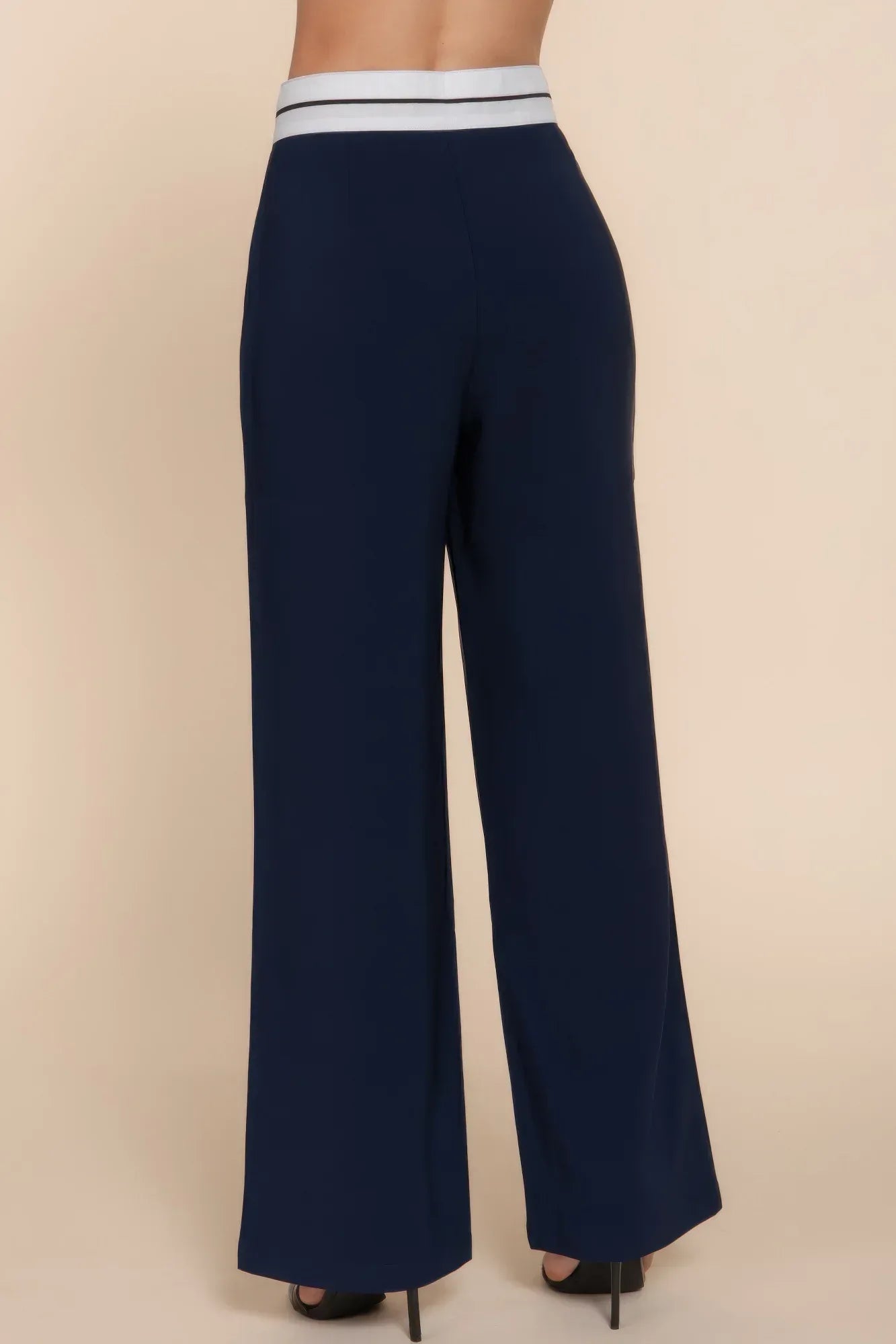 Contrast Waistband Straight Long Pants | Mixtshop LLC