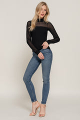 Long Slv Mesh Panel Detail Sweater Top | Mixtshop LLC