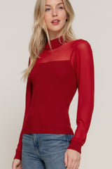 Long Slv Mesh Panel Detail Sweater Top | Mixtshop LLC
