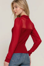 Long Slv Mesh Panel Detail Sweater Top | Mixtshop LLC