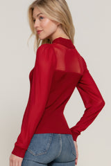 Long Slv Mesh Panel Detail Sweater Top | Mixtshop LLC