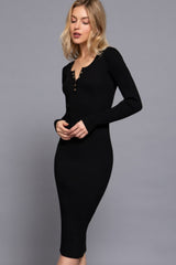 Henley Neck Midi Sweater Dress | Mixtshop LLC